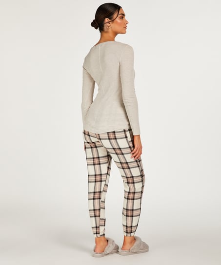 Petite Twill Check Pyjama Pants, Beige