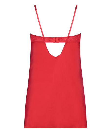 Satin Elissa Slip Dress, Red
