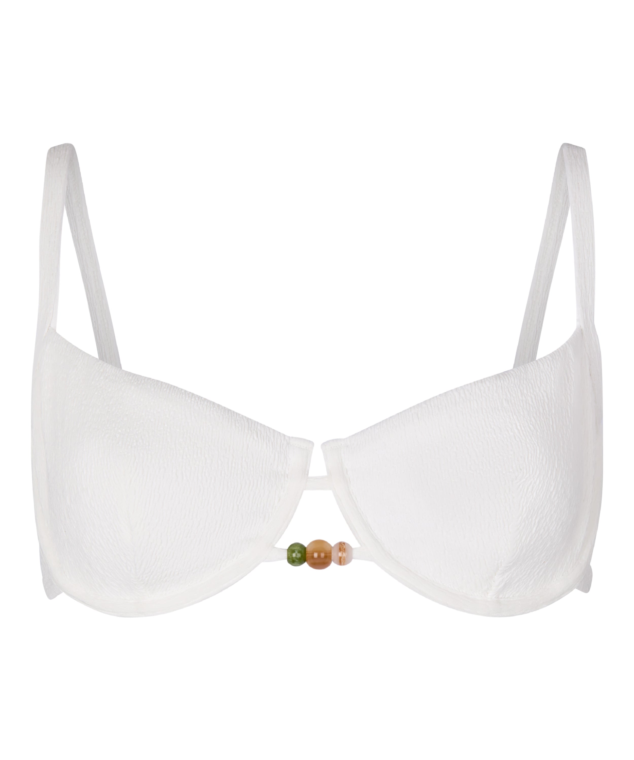 Non-Padded Underwired Bikini Top Crinkle, White, main