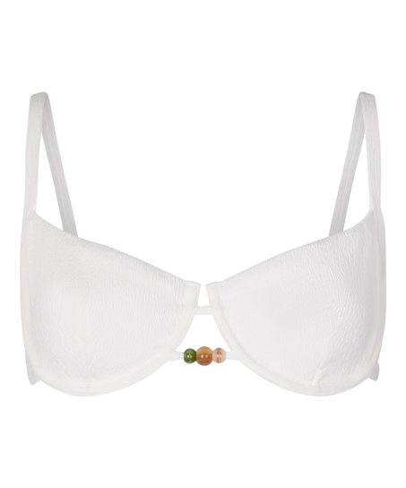 Non-Padded Underwired Bikini Top Crinkle, White