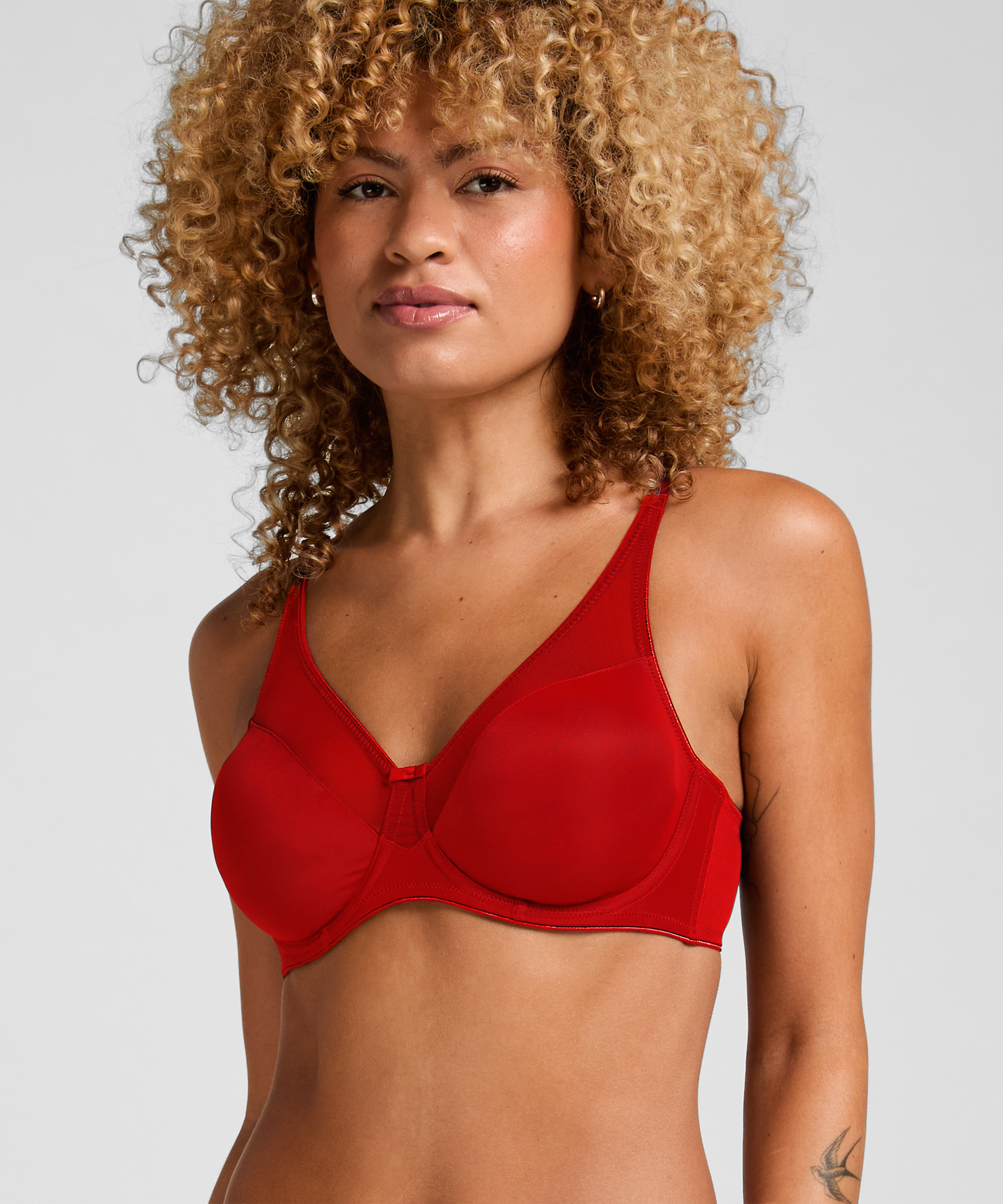 Nina Non-Padded Underwired Minimizer Bra, Red, main