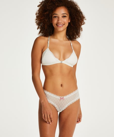 V-shaped Brazilian knickers mesh, White
