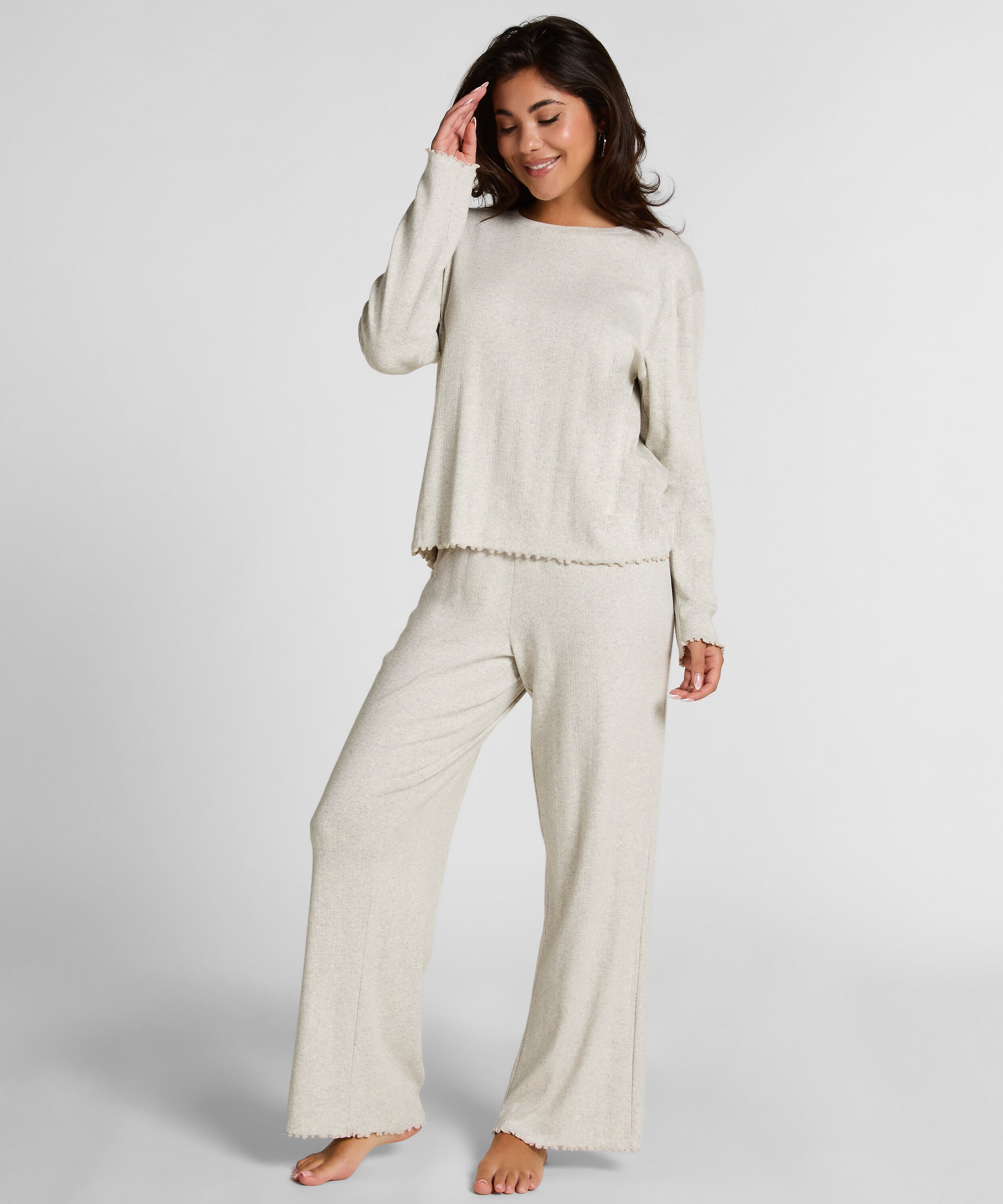 Pyjama Top Loose Pointelle, Gray