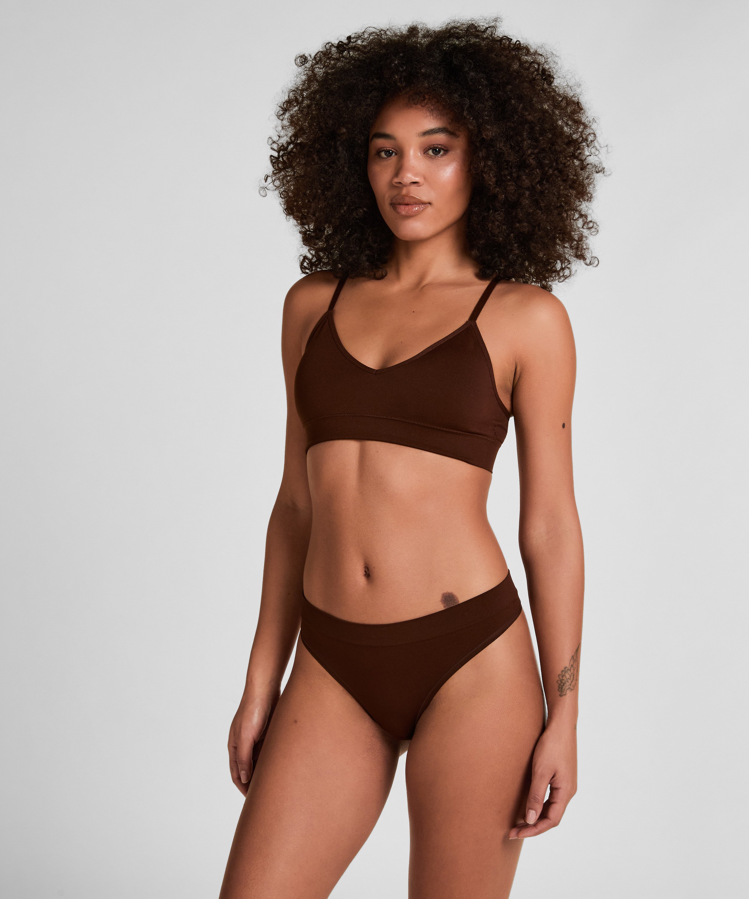 Dide Triangle Bralette, Brown, main