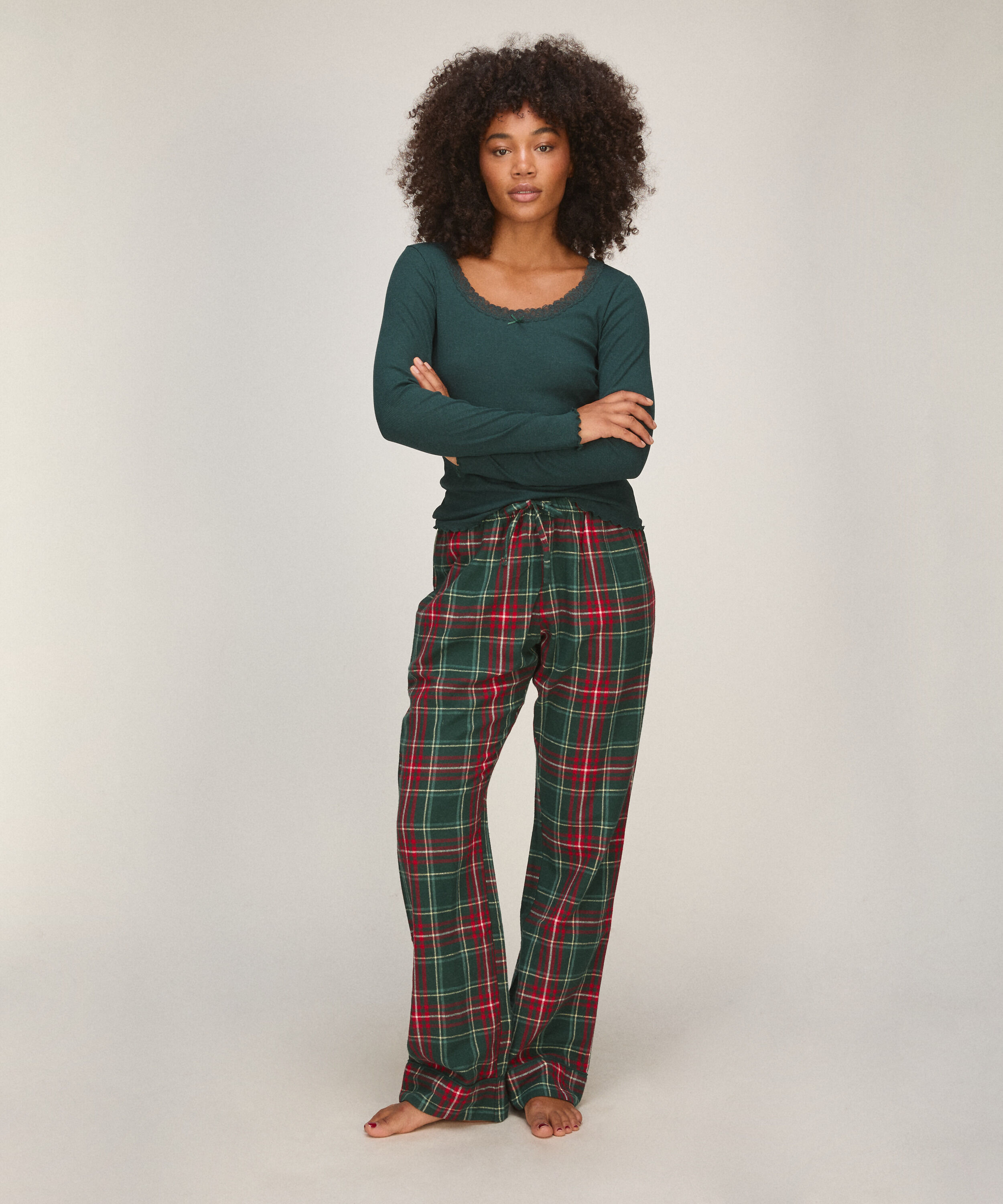 Petite Flannel Pyjama Pants, Green