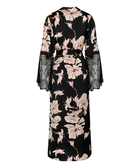 Kimono Long Satin Lace, Black