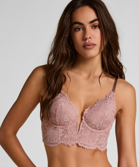 Essie Padded Underwired Longline Bra, Purple