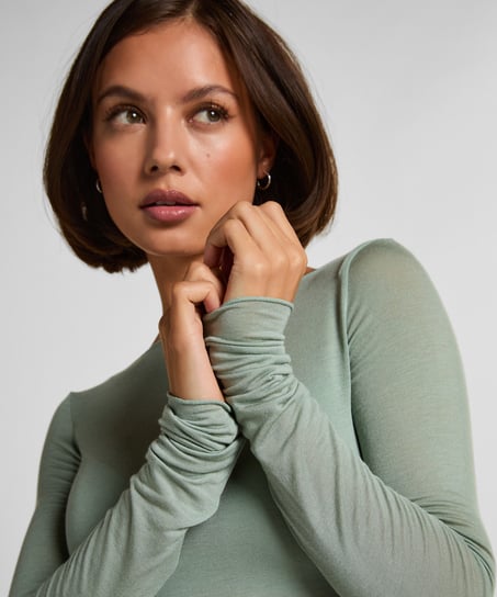 super soft Boatneck shirt with Cashmere, Green