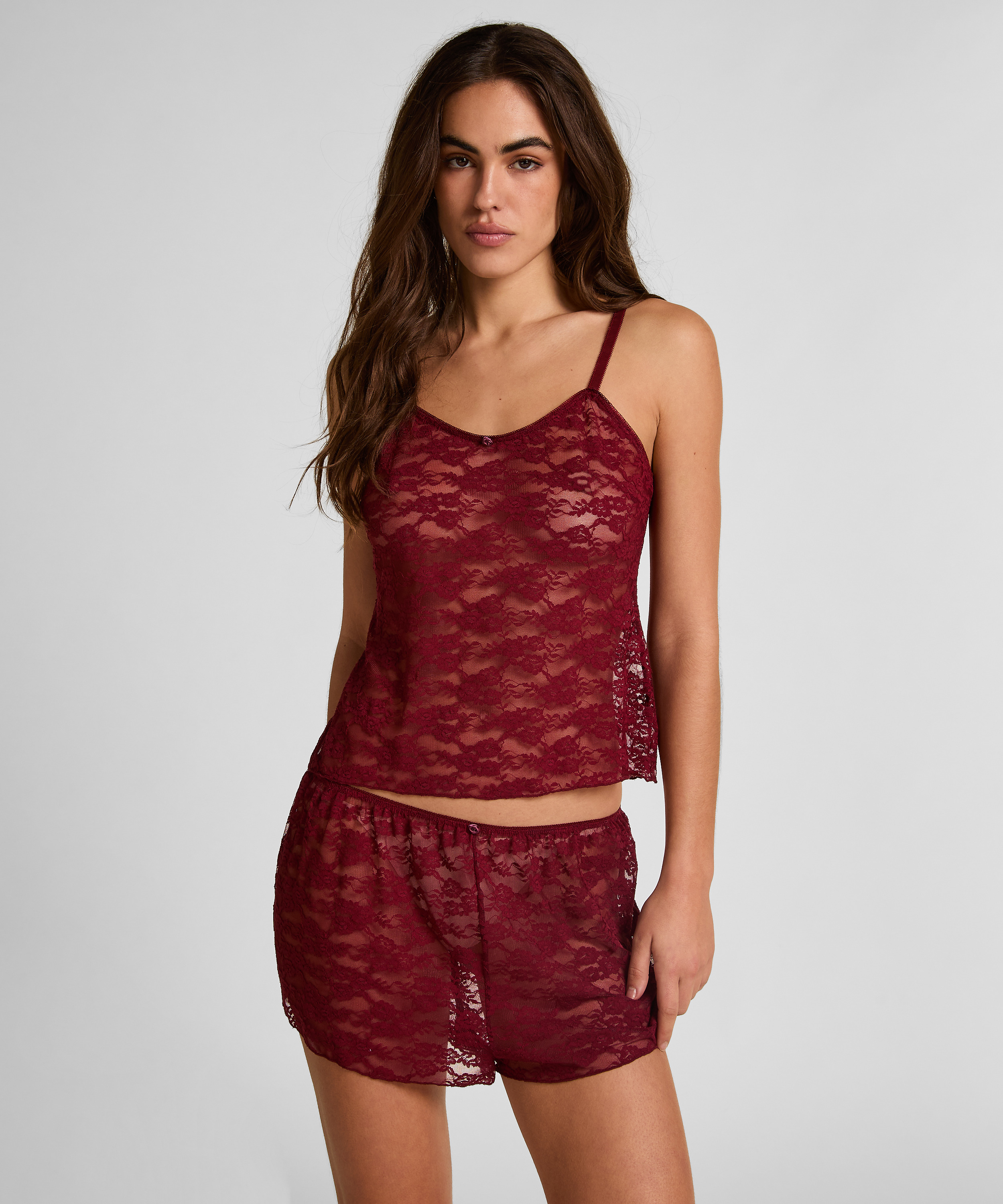 Short Allover Lace, Red, main