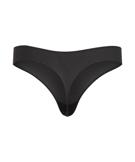 Invisible thong Stripe mesh, Black