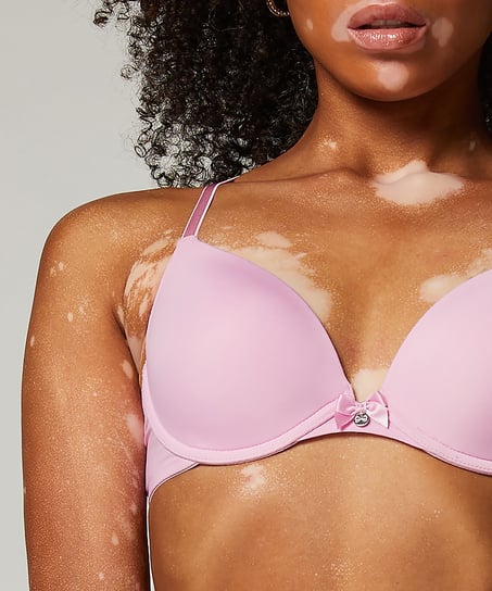 Plunge Padded Underwired Bra, Pink