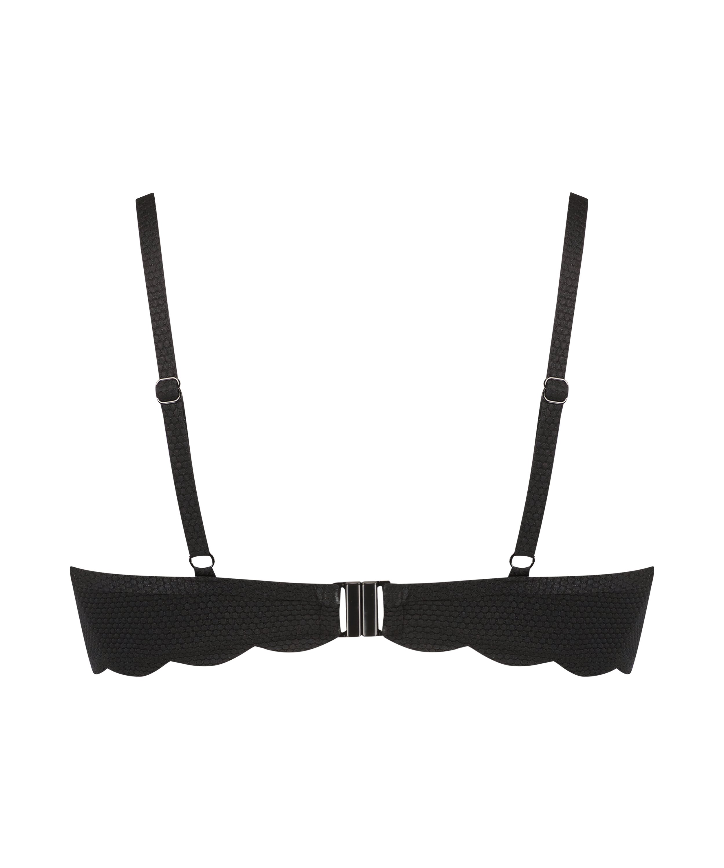 Scallop Padded Underwired Bikini Top, Black, main