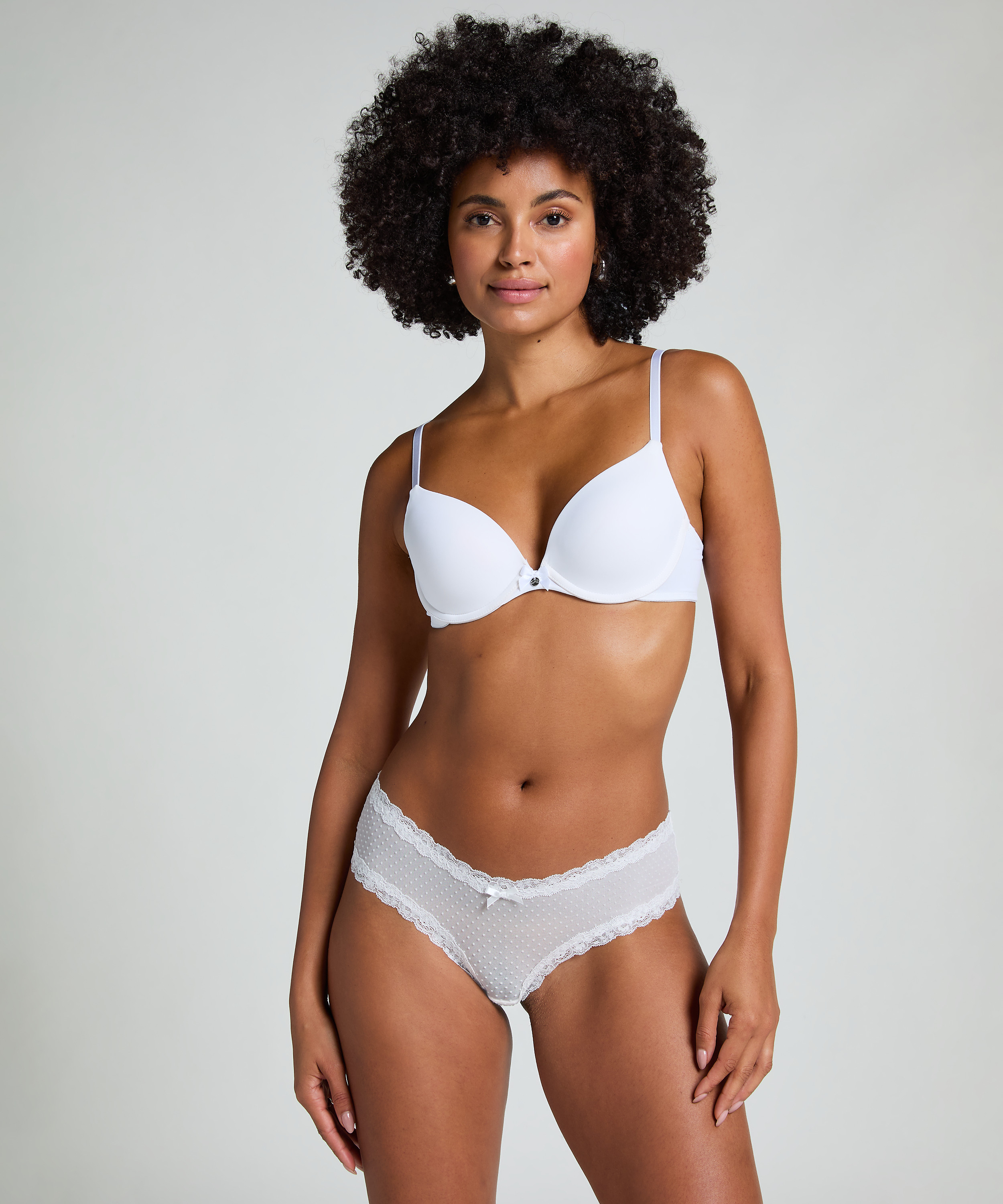 V-shaped Brazilian knickers mesh, White, main