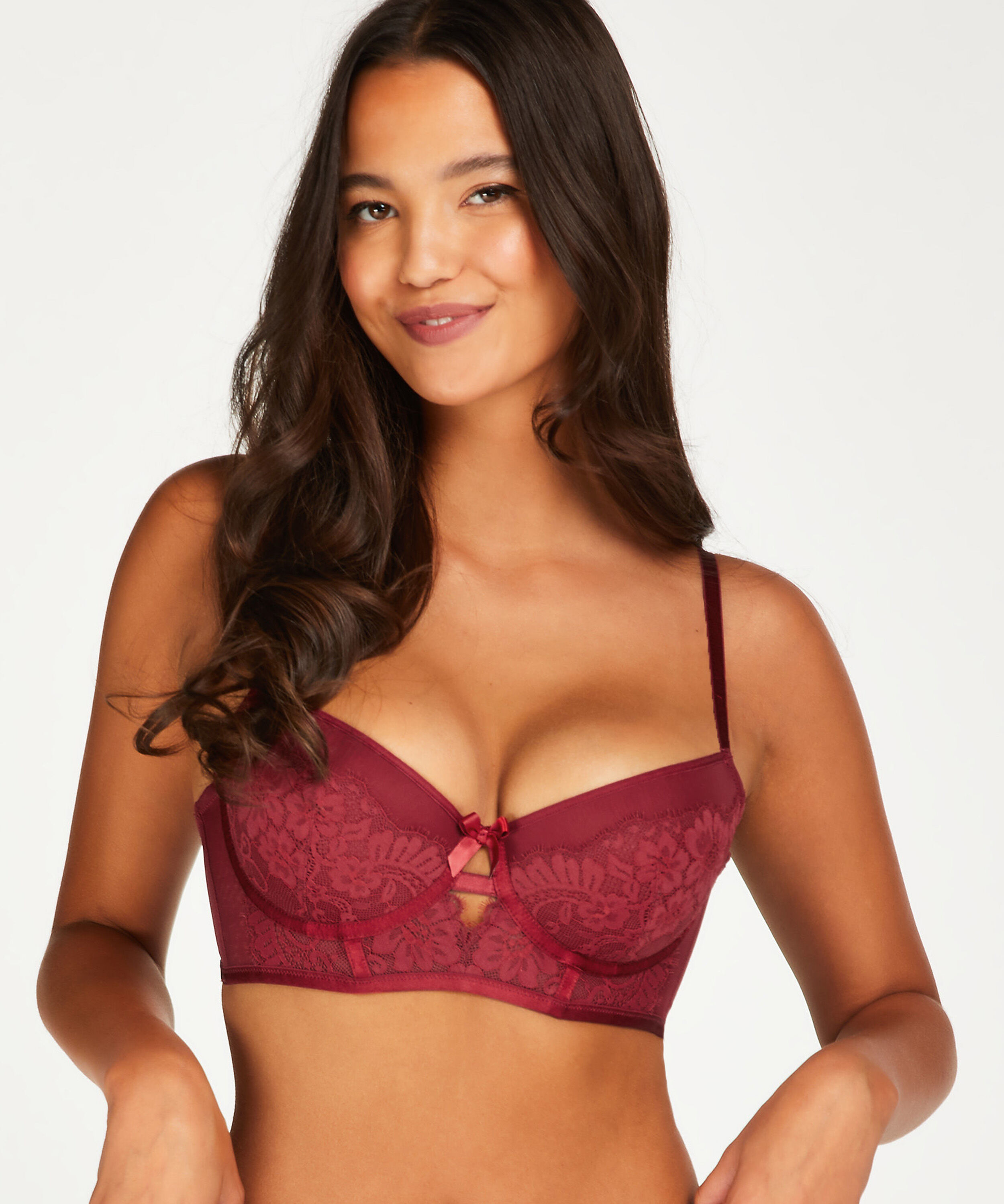 LouLou Padded Longline Underwired Bra, Red