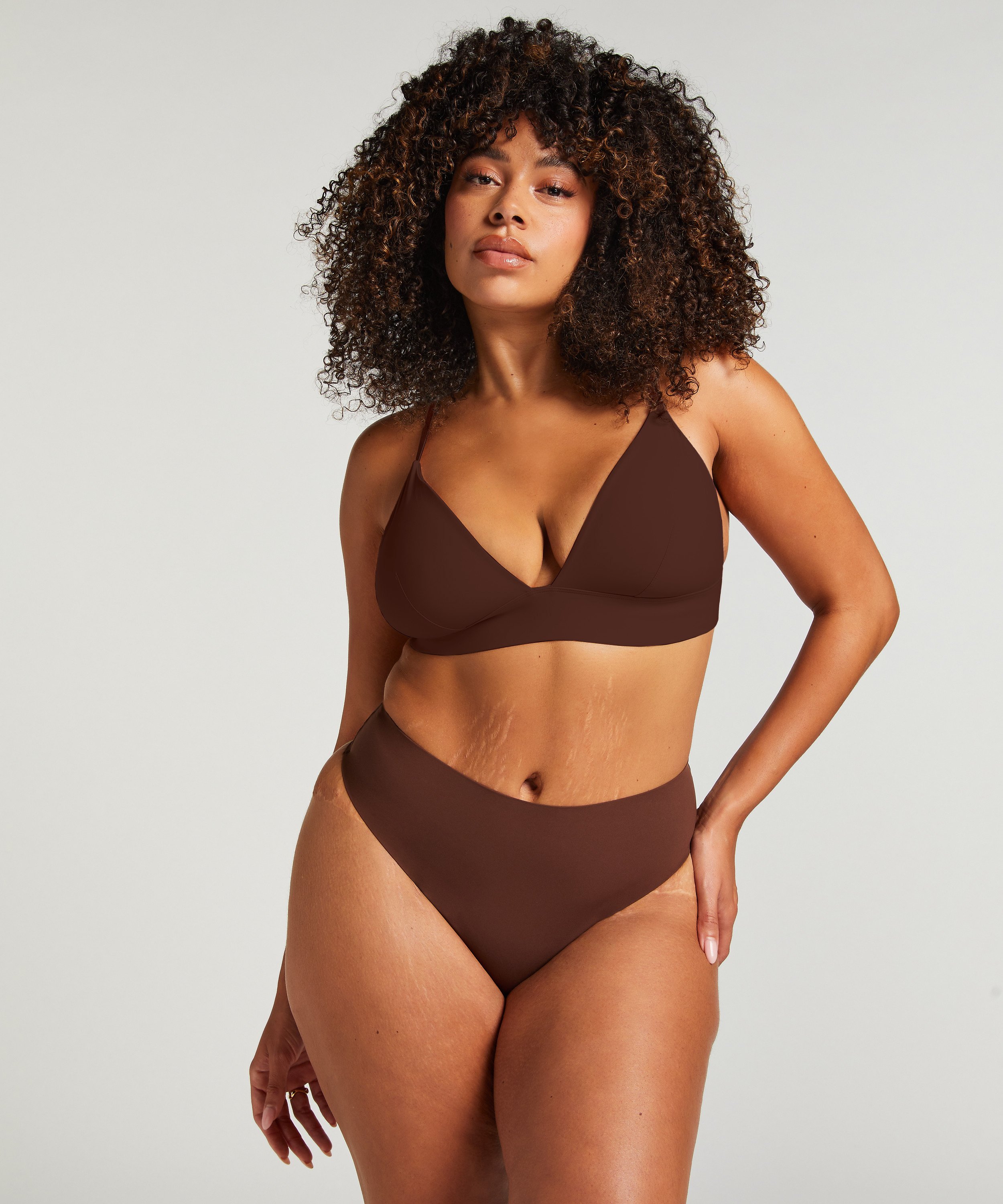 Smooth Triangle Bralette, Brown, main