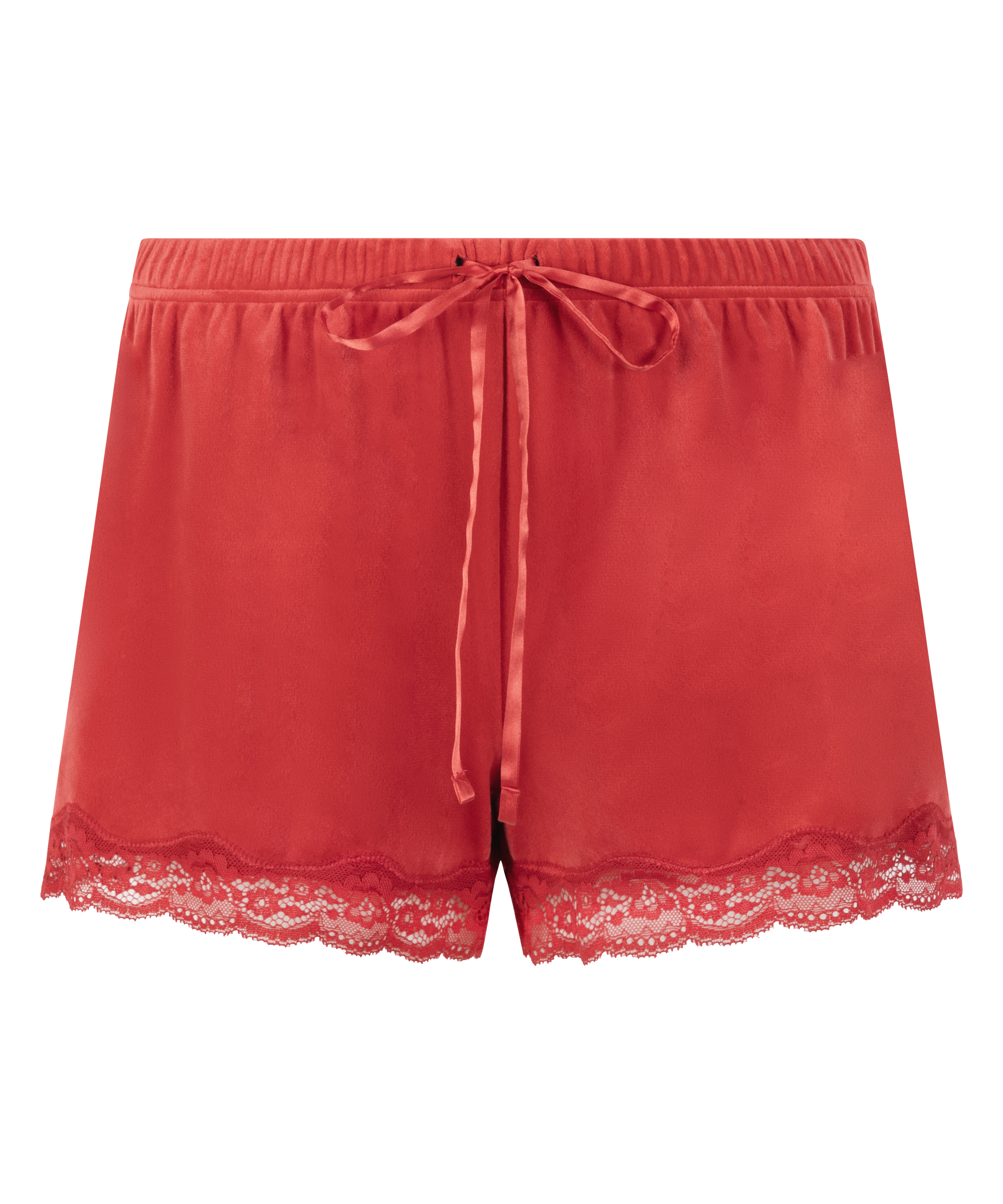 Velvet lace shorts, Red, main