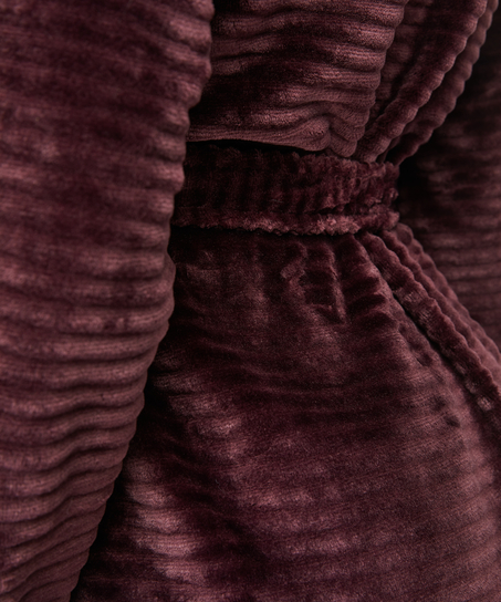 Short Fleece Ribbed Bathrobe, Purple