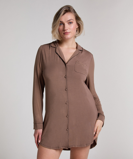 Essential Jersey Shirtdress, Brown
