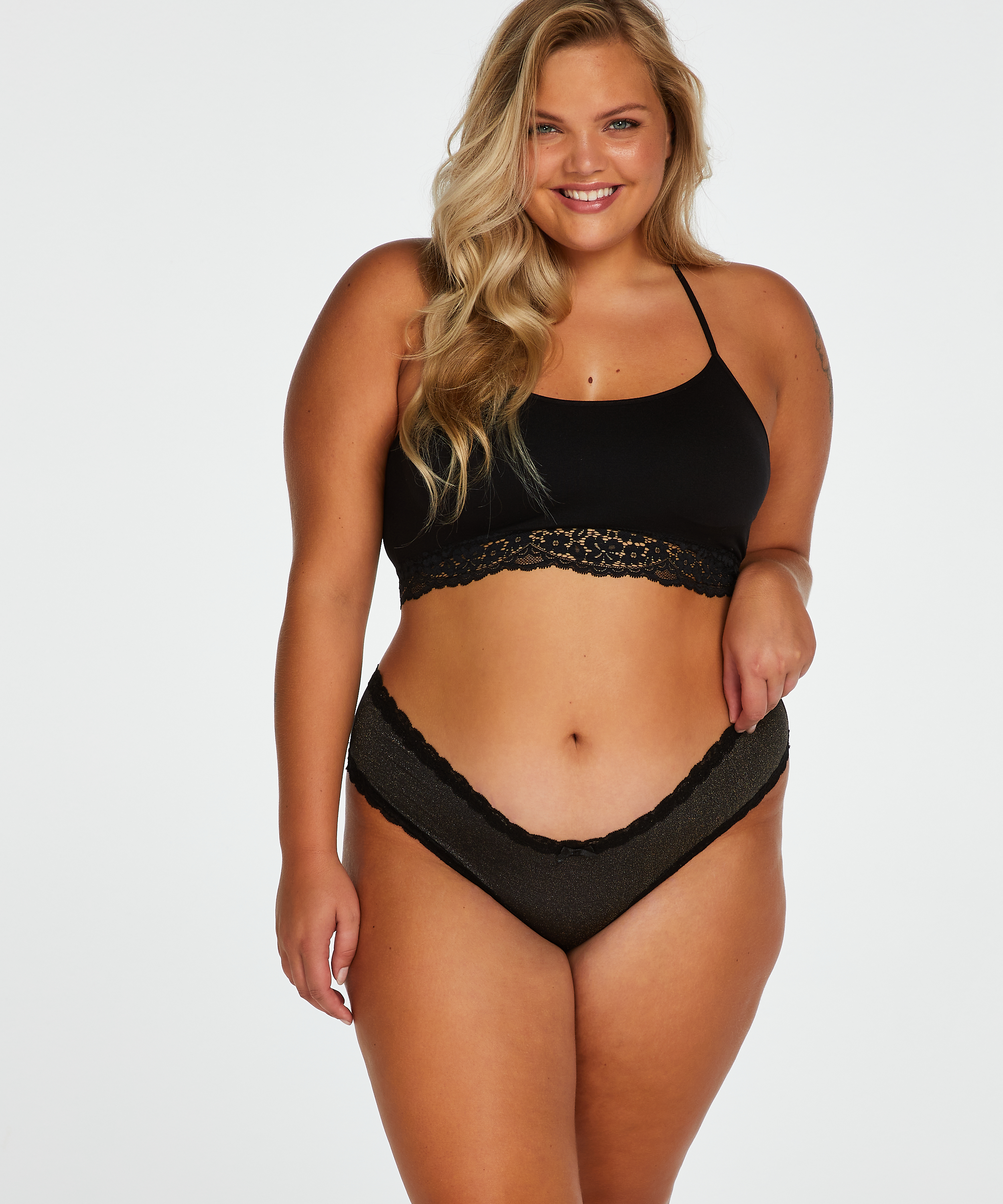 V-Shaped Microfibre Brazilian, Black, main