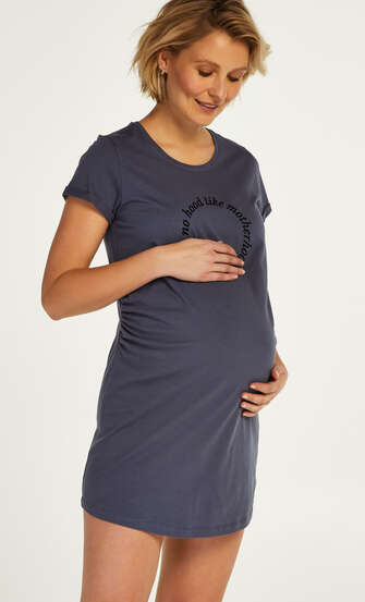 Short-Sleeved Maternity Nightshirt, Blue