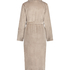 Long Fleece Ribbed Bathrobe, Beige