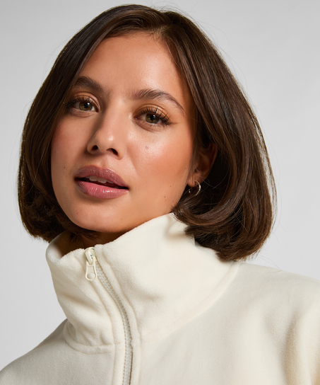 Top Half Zip Sporty Fleece, White