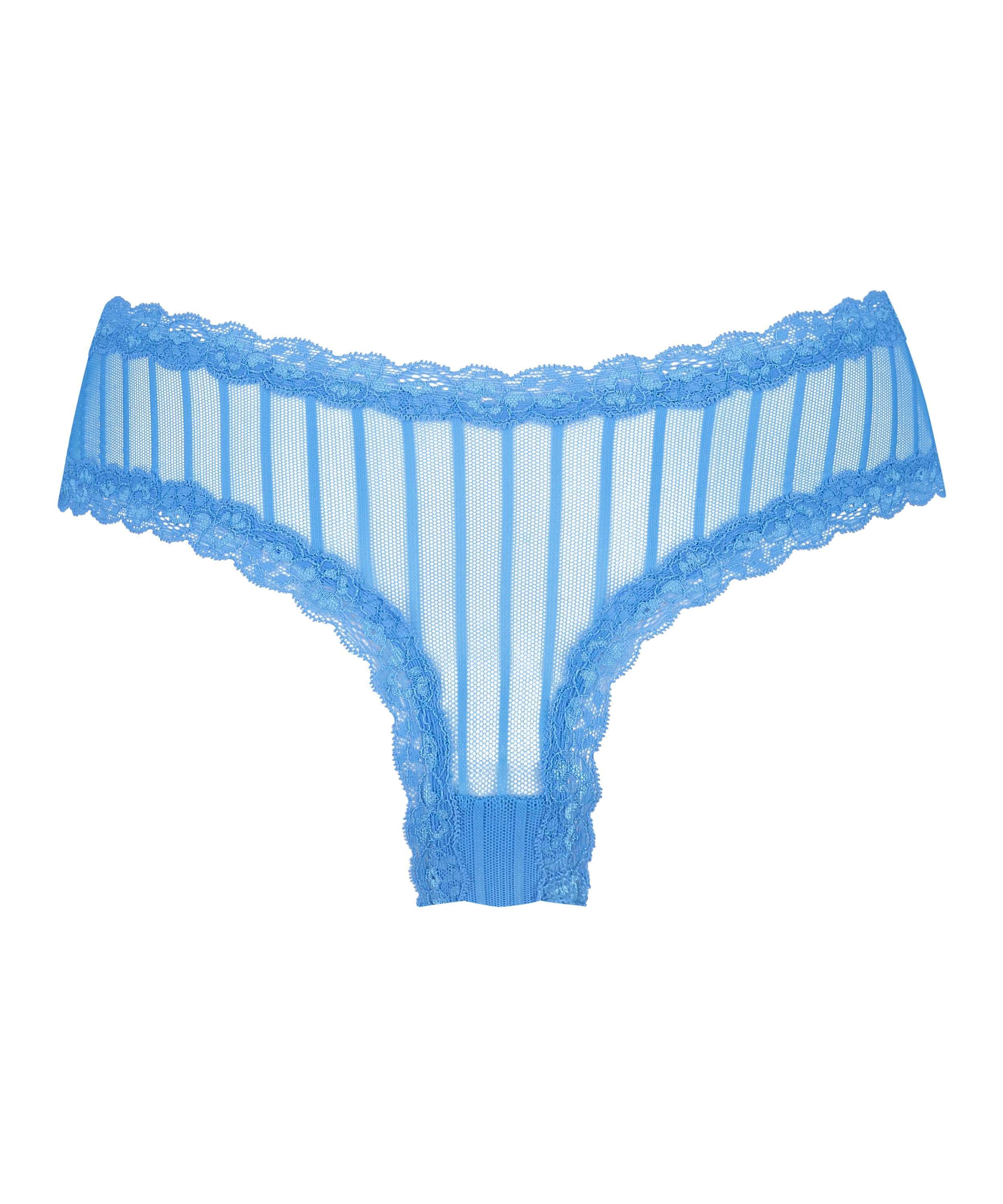 V-shaped Brazilian knickers mesh, Blue, main