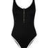 Neoprene Mono Zip Up Bathingsuit, Black