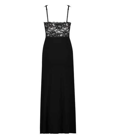 Slipdress Nora Lace Long, Black