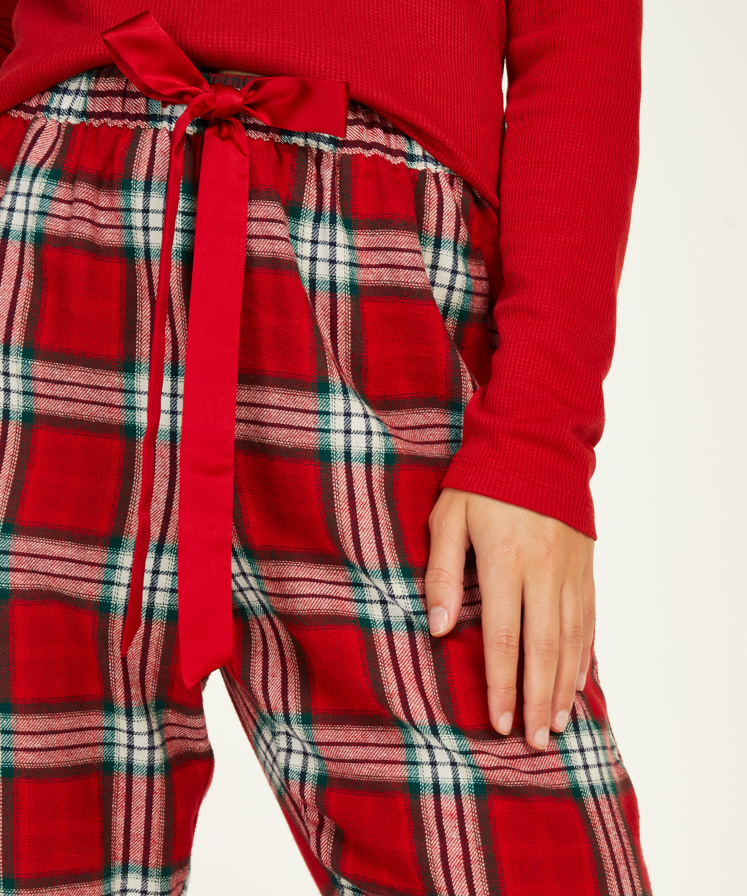 Petite Twill Check Pyjama pants, Red, main
