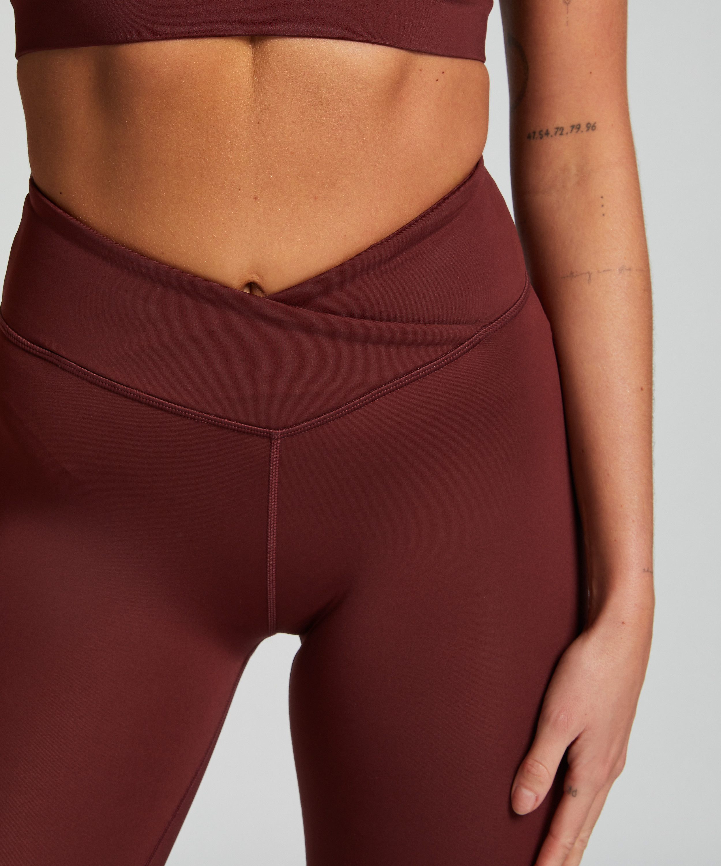 HKMX Crossed High Waisted Leggings, Red, main