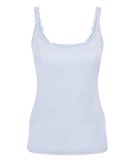Pointelle Singlet, Blue