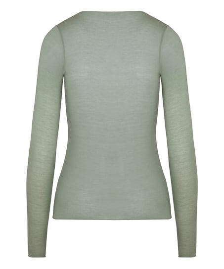 super soft Lace V-Neck shirt with Cashmere, Green