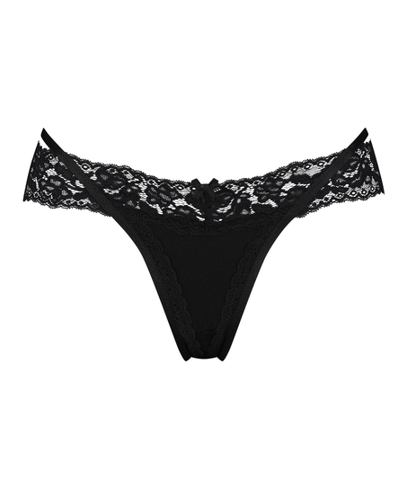Elliena Extra Low V Thong, Black