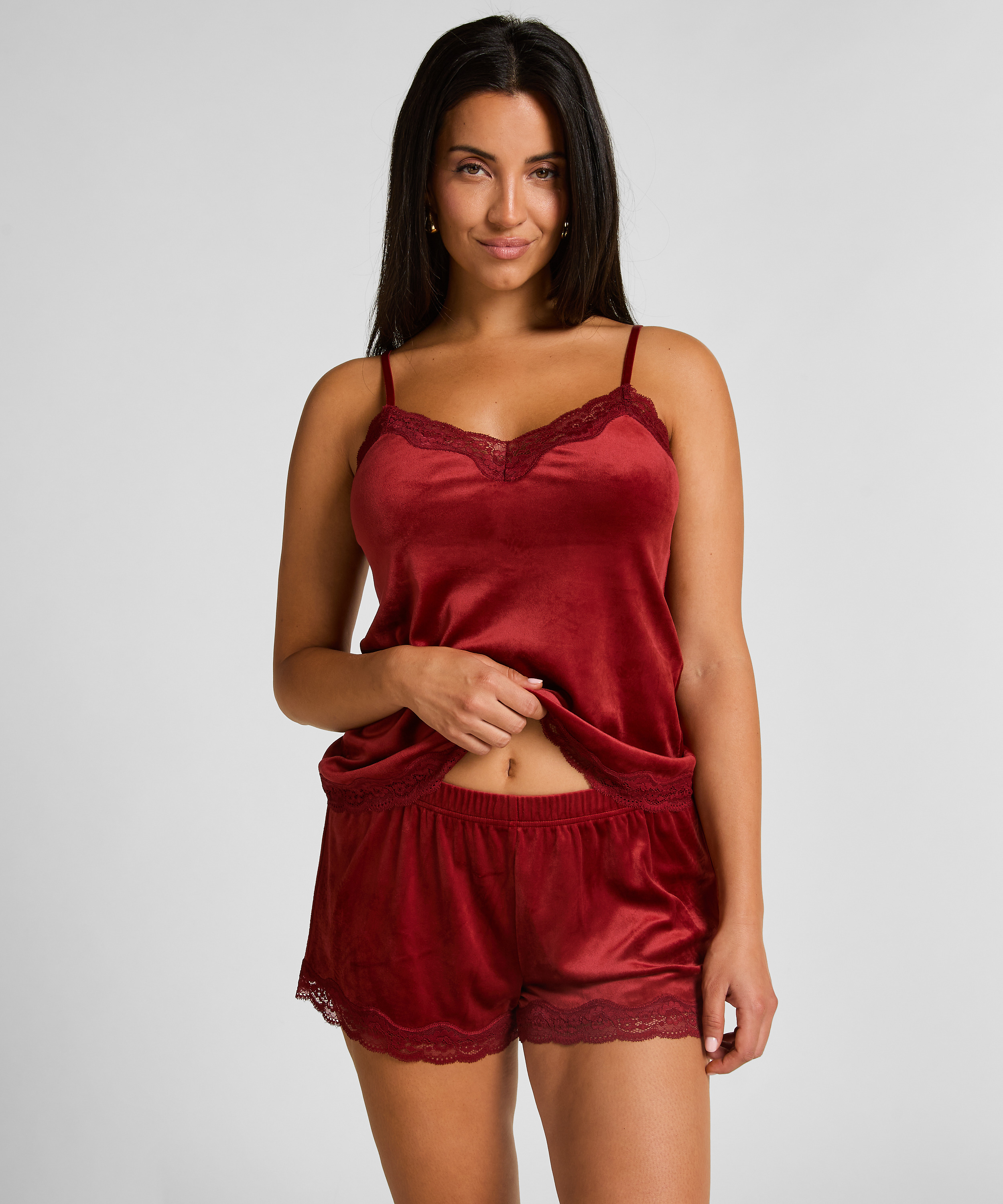 Short Velours Lace, Red, main