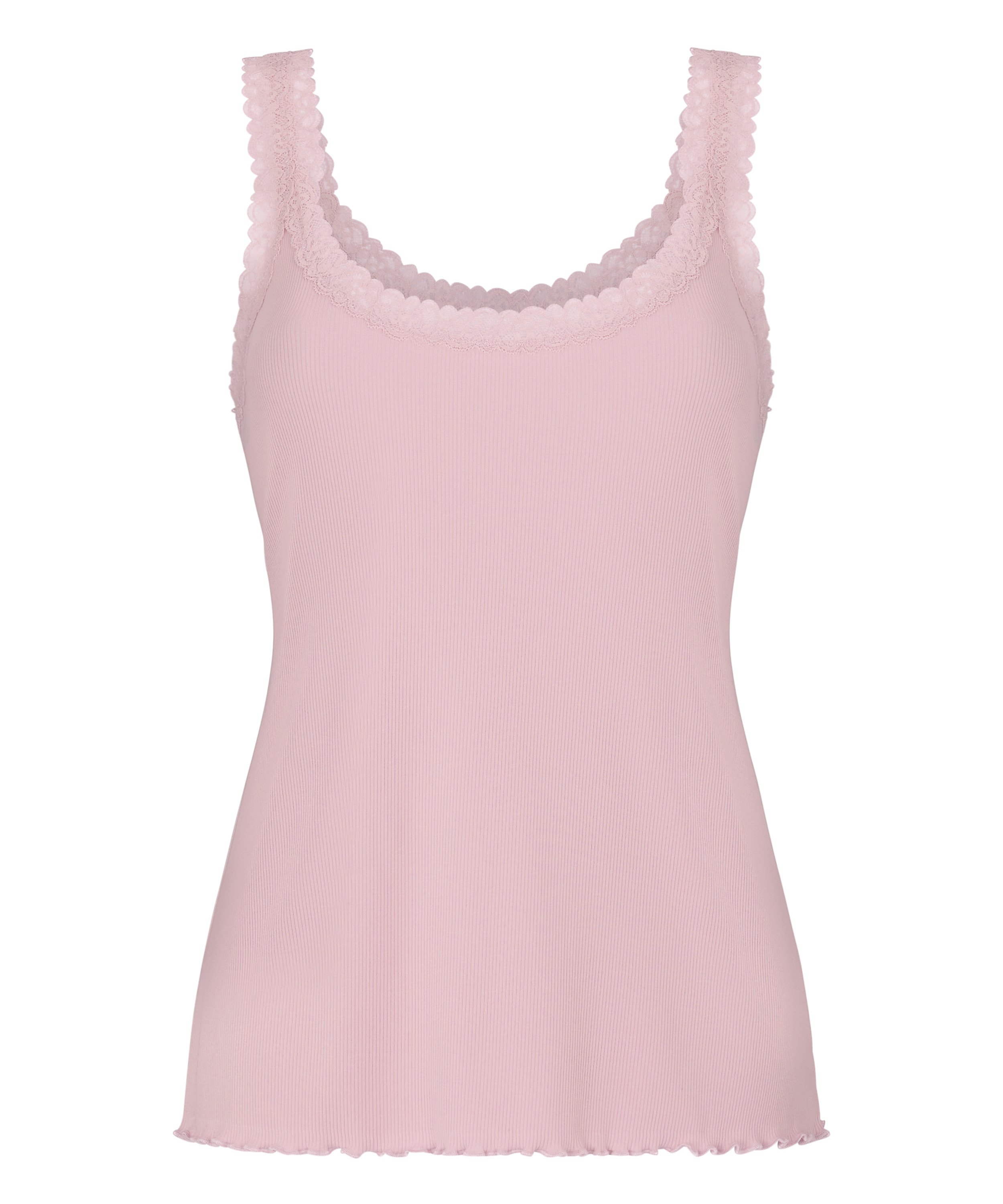 Singlet Rib Jersey Lace, Pink, main
