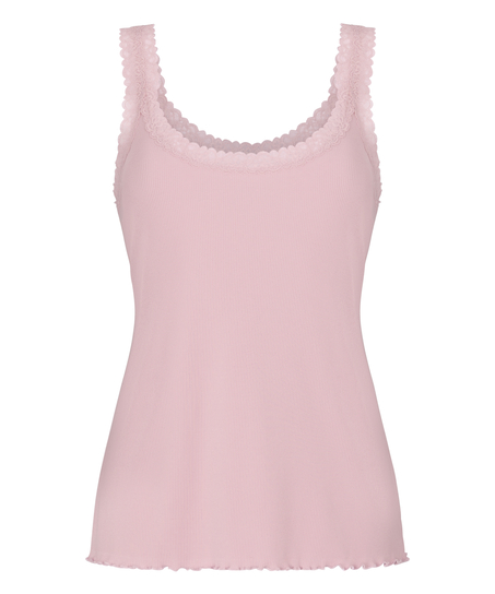 Singlet Rib Jersey Lace, Pink