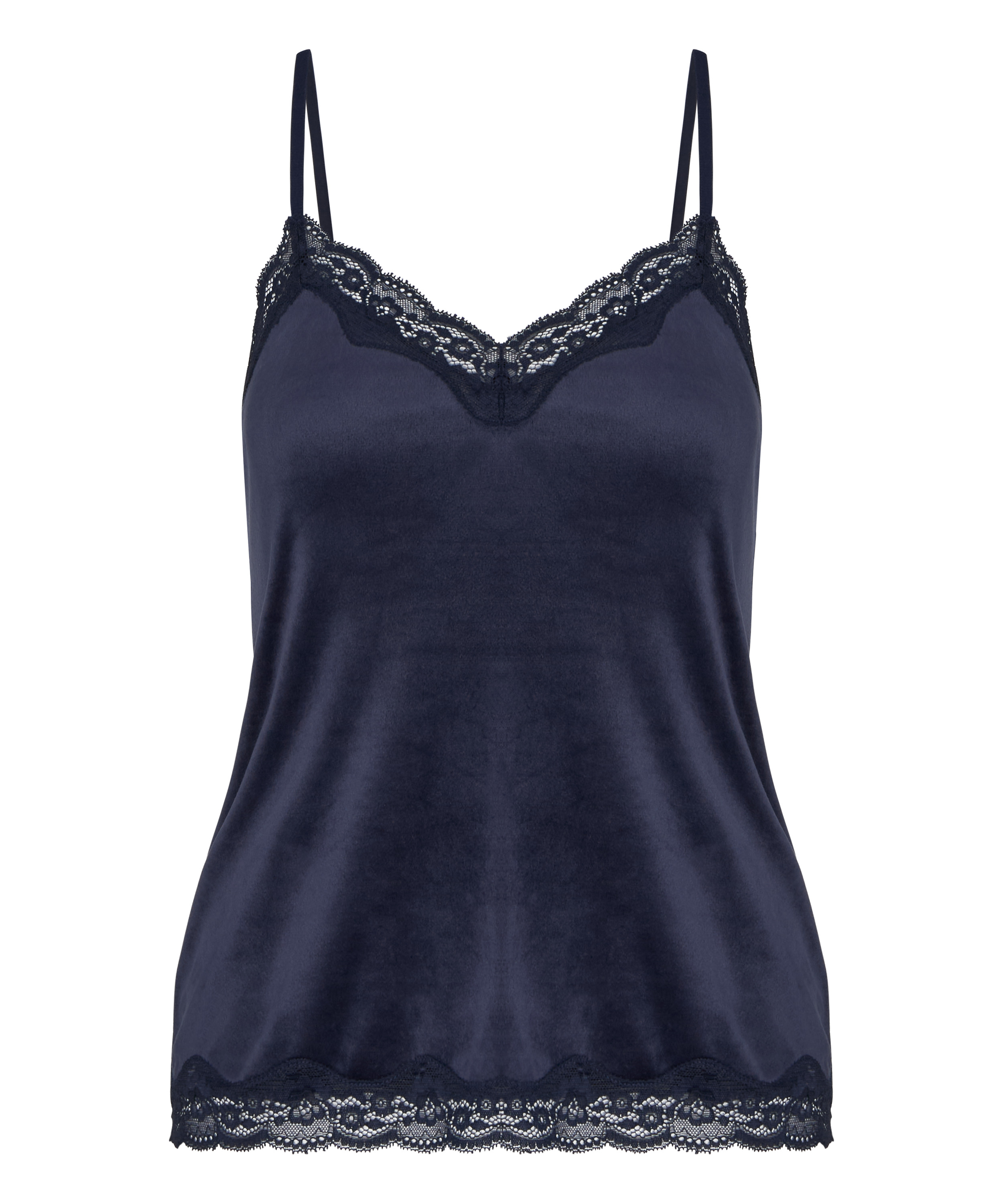 Velours Lace Cami Top, Blue, main