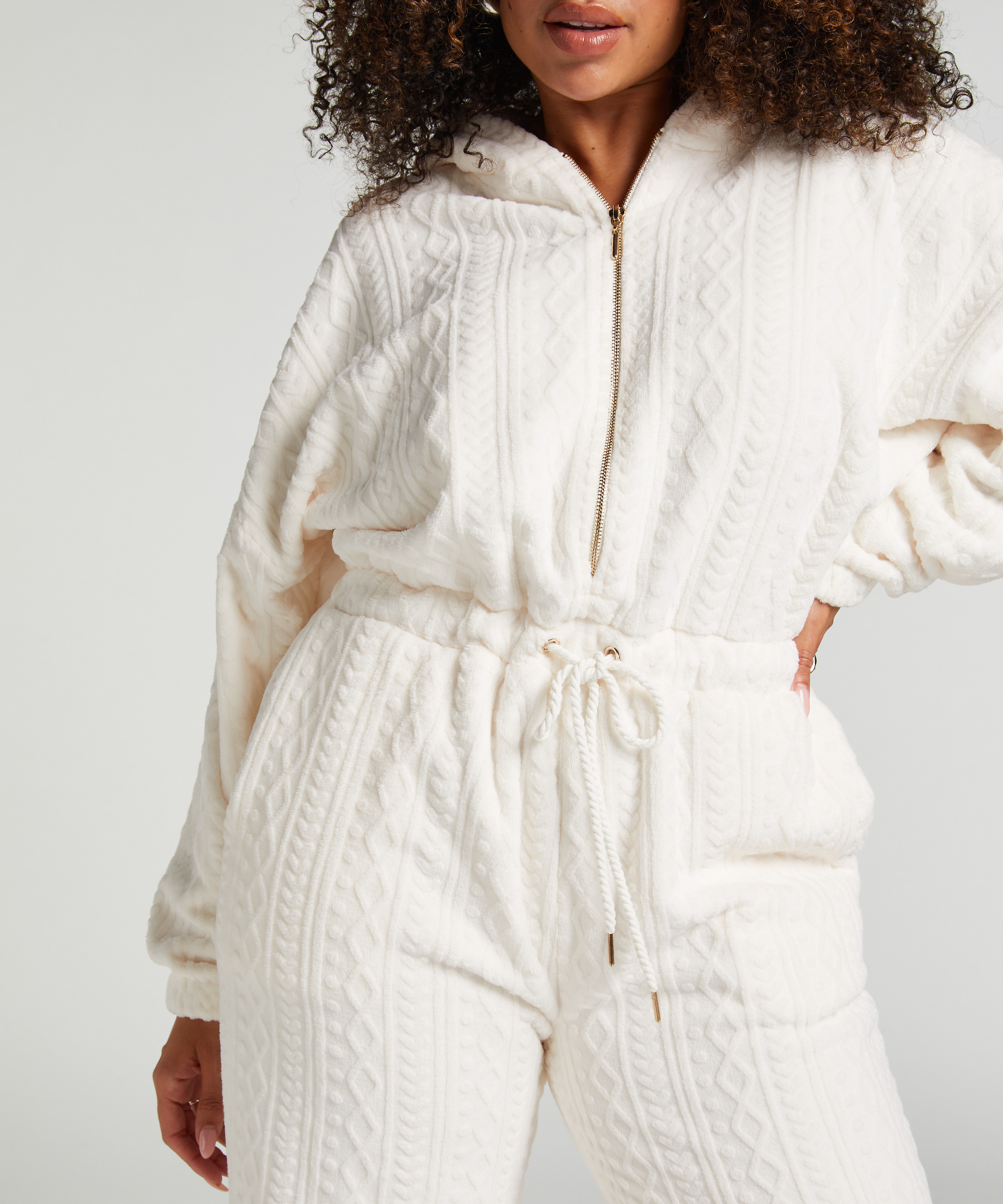 Fleece Onesie, White, main