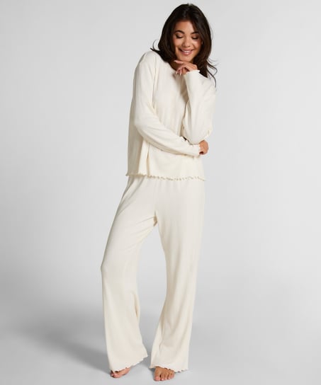 Pyjama Pant Loose Pointelle, White