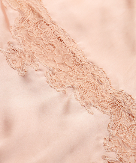 Long Satin Slip Dress, Beige