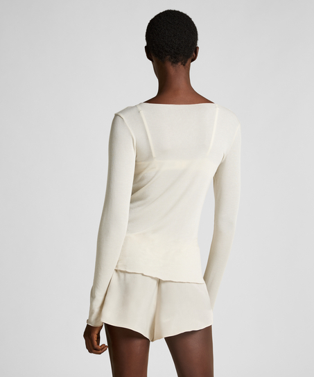 super soft Boatneck shirt with Cashmere, White