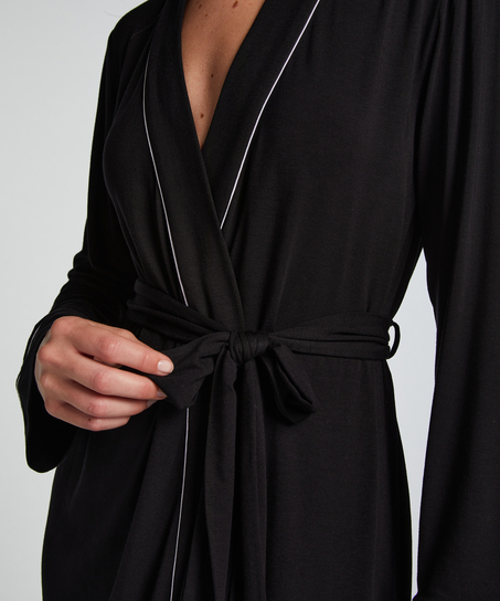 Short Jersey Robe Essentials, Black