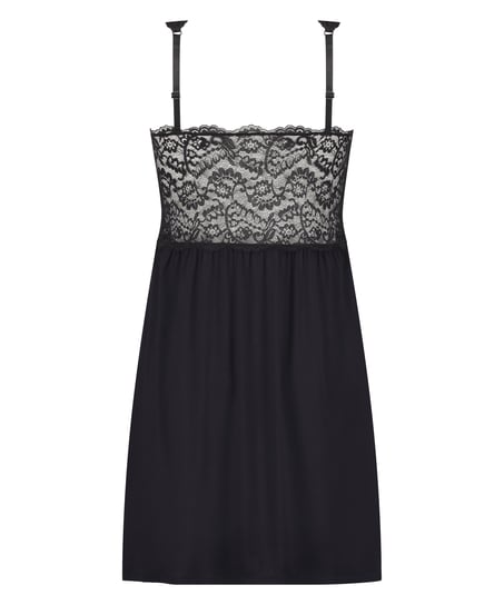 Nora Lace Slip Dress, Black