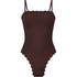 Bandeau Scallop Swimsuit, Brown