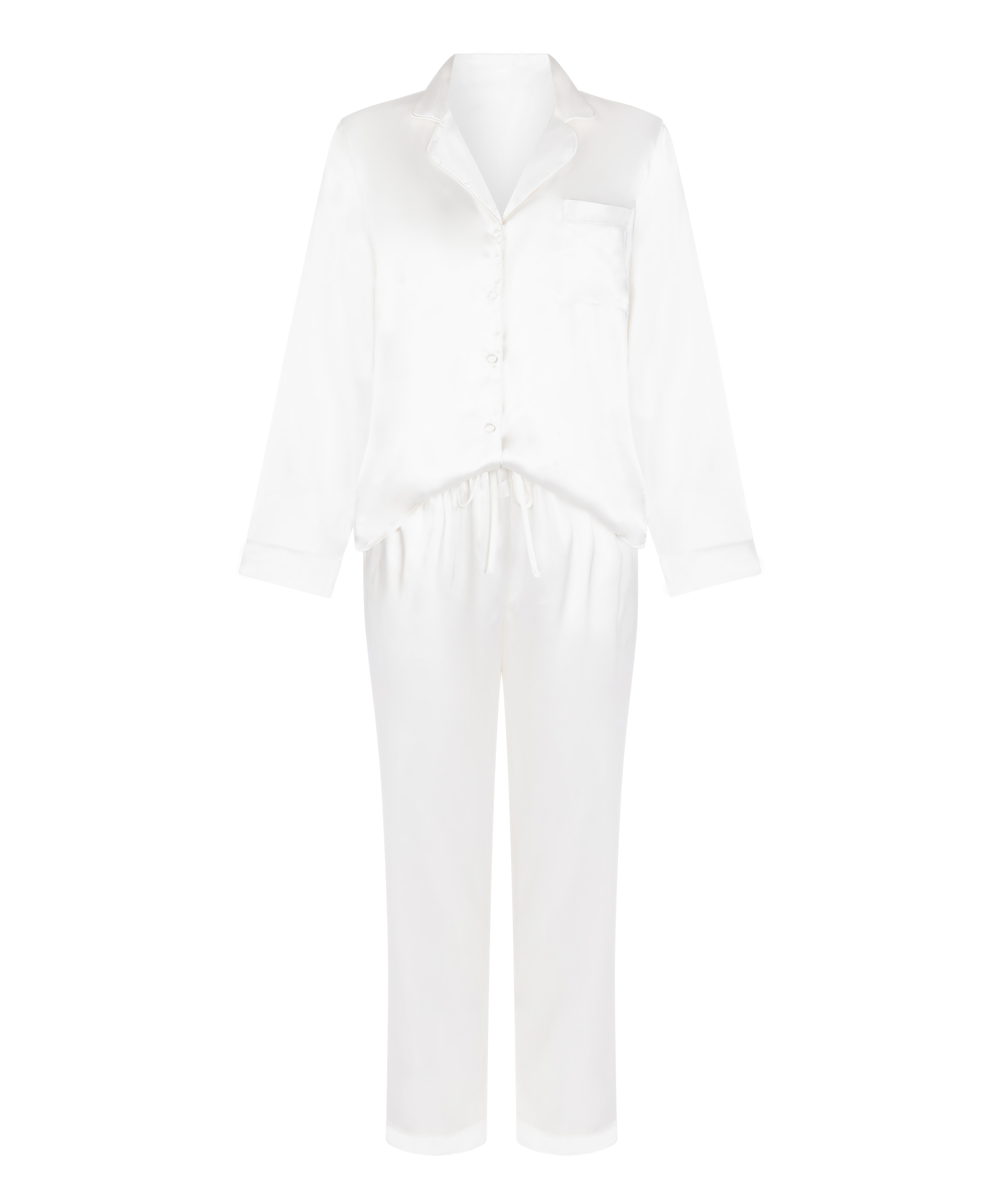 Pyjama Set Shiny Satin, White, main