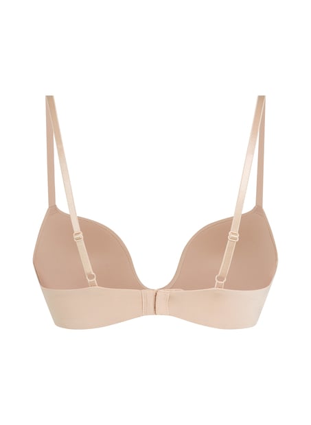Deep-V Padded Underwired Push-Up Bra, Beige
