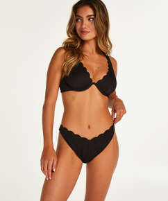 Scallop non-padded underwired bikini top, Black