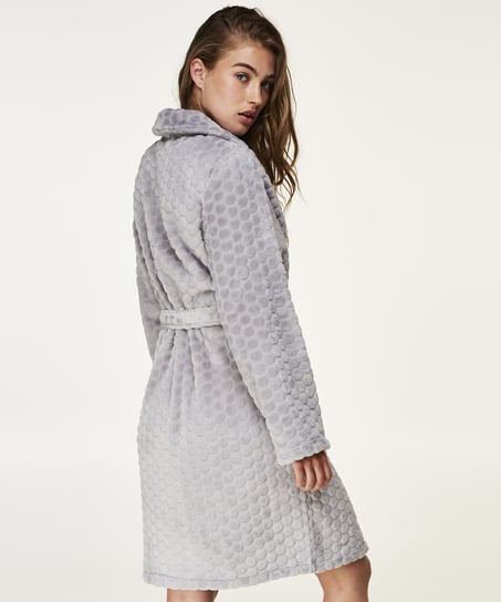 Fleece Bathrobe, Gray