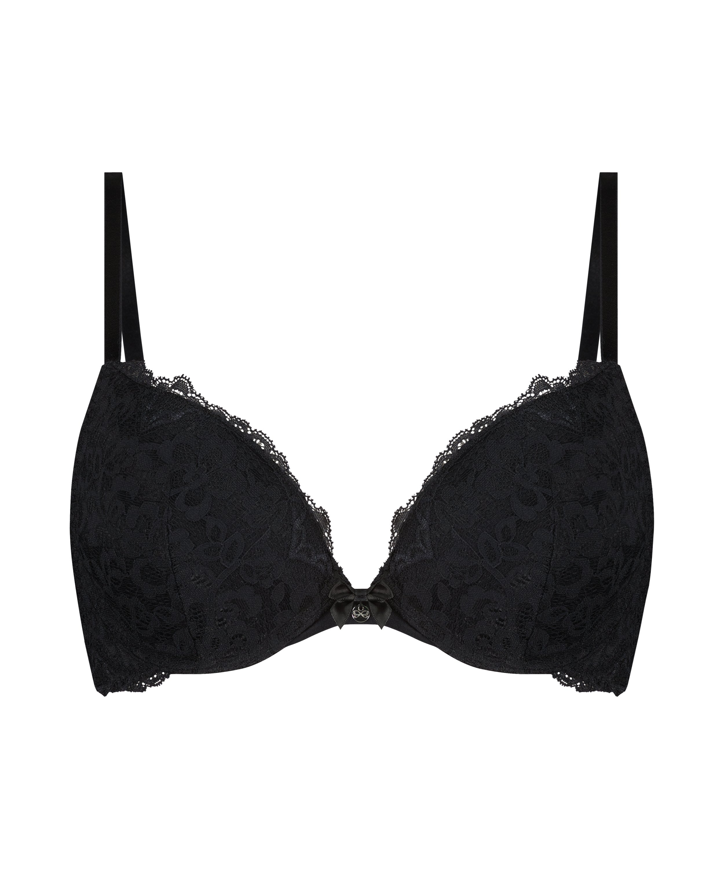 Marine Padded Push-Up Underwired Bra, Black, main